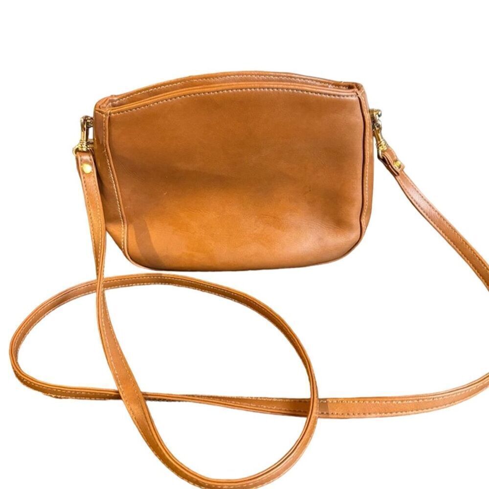 Mondani New York Brown Leather Crossbody Bag Adjustable Strap Casual